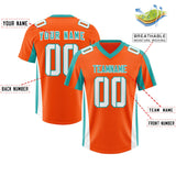 Custom Orange Aqua Side Stripe Pattern Authentic Football Jersey