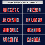 Custom Navy Red Side Stripe Pattern Authentic Football Jersey