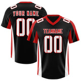 Custom Black Red Side Stripe Pattern Authentic Football Jersey