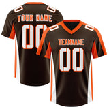 Custom Brown Orange Side Stripe Pattern Authentic Football Jersey