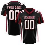 Custom Black Crimson Side Stripe Pattern Authentic Football Jersey