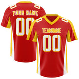 Custom Red Gold Side Stripe Pattern Authentic Football Jersey