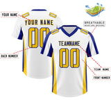 Custom White Royal Side Stripe Pattern Authentic Football Jersey