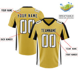Custom Old Gold Navy Side Stripe Pattern Authentic Football Jersey