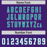 Custom Purple Aqua Side Stripe Pattern Authentic Football Jersey