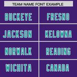 Custom Purple Aqua Side Stripe Pattern Authentic Football Jersey