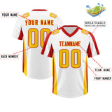 Custom White Red Side Stripe Pattern Authentic Football Jersey
