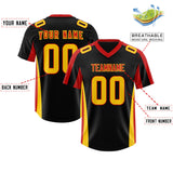 Custom Black Red Side Stripe Pattern Authentic Football Jersey