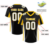 Custom Black Gold Side Stripe Pattern Authentic Football Jersey