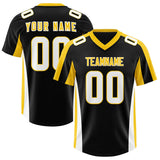Custom Black Gold Side Stripe Pattern Authentic Football Jersey