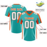 Custom Aqua Orange Side Stripe Pattern Authentic Football Jersey