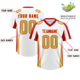 Custom White Red Side Stripe Pattern Authentic Football Jersey