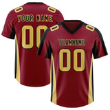 Custom Crimson Black Side Stripe Pattern Authentic Football Jersey