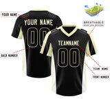 Custom Black Cream Side Stripe Pattern Authentic Football Jersey