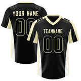 Custom Black Cream Side Stripe Pattern Authentic Football Jersey