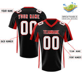 Custom Black Red Side Stripe Pattern Authentic Football Jersey