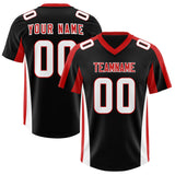 Custom Black Red Side Stripe Pattern Authentic Football Jersey