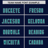 Custom Navy Aqua Side Stripe Pattern Authentic Football Jersey