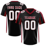 Custom Black Crimson Side Stripe Pattern Authentic Football Jersey