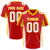 Custom Red Gold Side Stripe Pattern Authentic Football Jersey