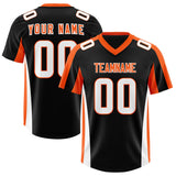 Custom Black Orange Side Stripe Pattern Authentic Football Jersey