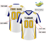 Custom White Royal Side Stripe Pattern Authentic Football Jersey