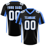 Custom Black Powder Blue Side Stripe Pattern Authentic Football Jersey