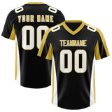 Custom Black Old Gold Side Stripe Pattern Authentic Football Jersey