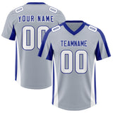 Custom Silver Royal Side Stripe Pattern Authentic Football Jersey