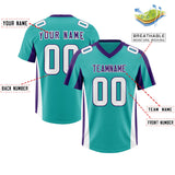 Custom Aqua Purple Side Stripe Pattern Authentic Football Jersey