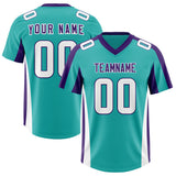 Custom Aqua Purple Side Stripe Pattern Authentic Football Jersey
