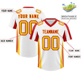 Custom White Red Side Stripe Pattern Authentic Football Jersey