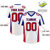 Custom White Royal Side Stripe Pattern Authentic Football Jersey