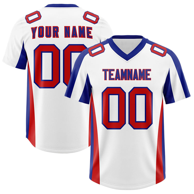 Custom White Royal Side Stripe Pattern Authentic Football Jersey