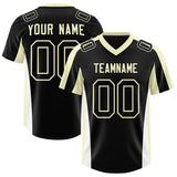 Custom Black Cream Side Stripe Pattern Authentic Football Jersey