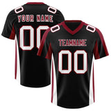 Custom Black Crimson Side Stripe Pattern Authentic Football Jersey