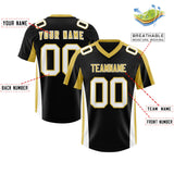 Custom Black Old Gold Side Stripe Pattern Authentic Football Jersey