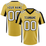Custom Old Gold Navy Side Stripe Pattern Authentic Football Jersey