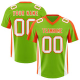 Custom Neon Green Orange Side Stripe Pattern Authentic Football Jersey