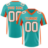 Custom Aqua Orange Side Stripe Pattern Authentic Football Jersey