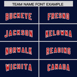 Custom Navy Red Side Stripe Pattern Authentic Football Jersey