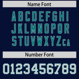 Custom Navy Aqua Side Stripe Pattern Authentic Football Jersey