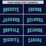 Custom Navy Aqua Side Stripe Pattern Authentic Football Jersey