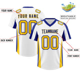 Custom White Royal Side Stripe Pattern Authentic Football Jersey