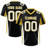 Custom Black Old Gold Side Stripe Pattern Authentic Football Jersey