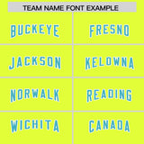 Custom Fluorescent Green Sky Blue Side Stripe Pattern Authentic Football Jersey