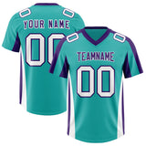Custom Aqua Purple Side Stripe Pattern Authentic Football Jersey
