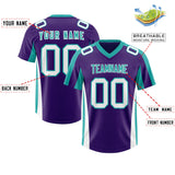 Custom Purple Aqua Side Stripe Pattern Authentic Football Jersey