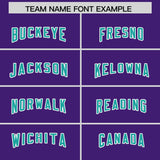 Custom Purple Aqua Side Stripe Pattern Authentic Football Jersey