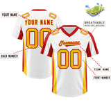 Custom White Red Side Stripe Pattern Authentic Football Jersey